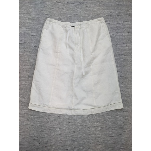 Eddie Bauer Skirt Womens M Linen WHITE‎ A-Line Beach Resort Fairy Hippie Boho - Picture 1 of 10